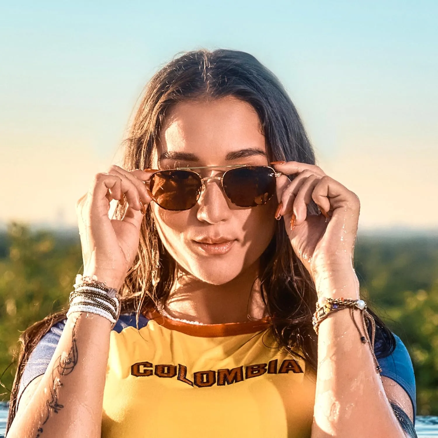ZENOTTIC Retro Hexagon Aviator Polarized Sunglasses for Men Women-Vintage Fashion Double Bridge Metal UV400 Protection Shades
