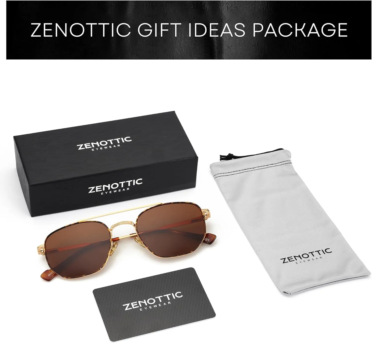 ZENOTTIC Retro Hexagon Aviator Polarized Sunglasses for Men Women-Vintage Fashion Double Bridge Metal UV400 Protection Shades