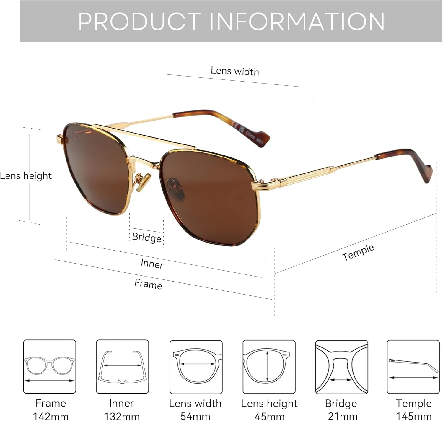 ZENOTTIC Retro Hexagon Aviator Polarized Sunglasses for Men Women-Vintage Fashion Double Bridge Metal UV400 Protection Shades