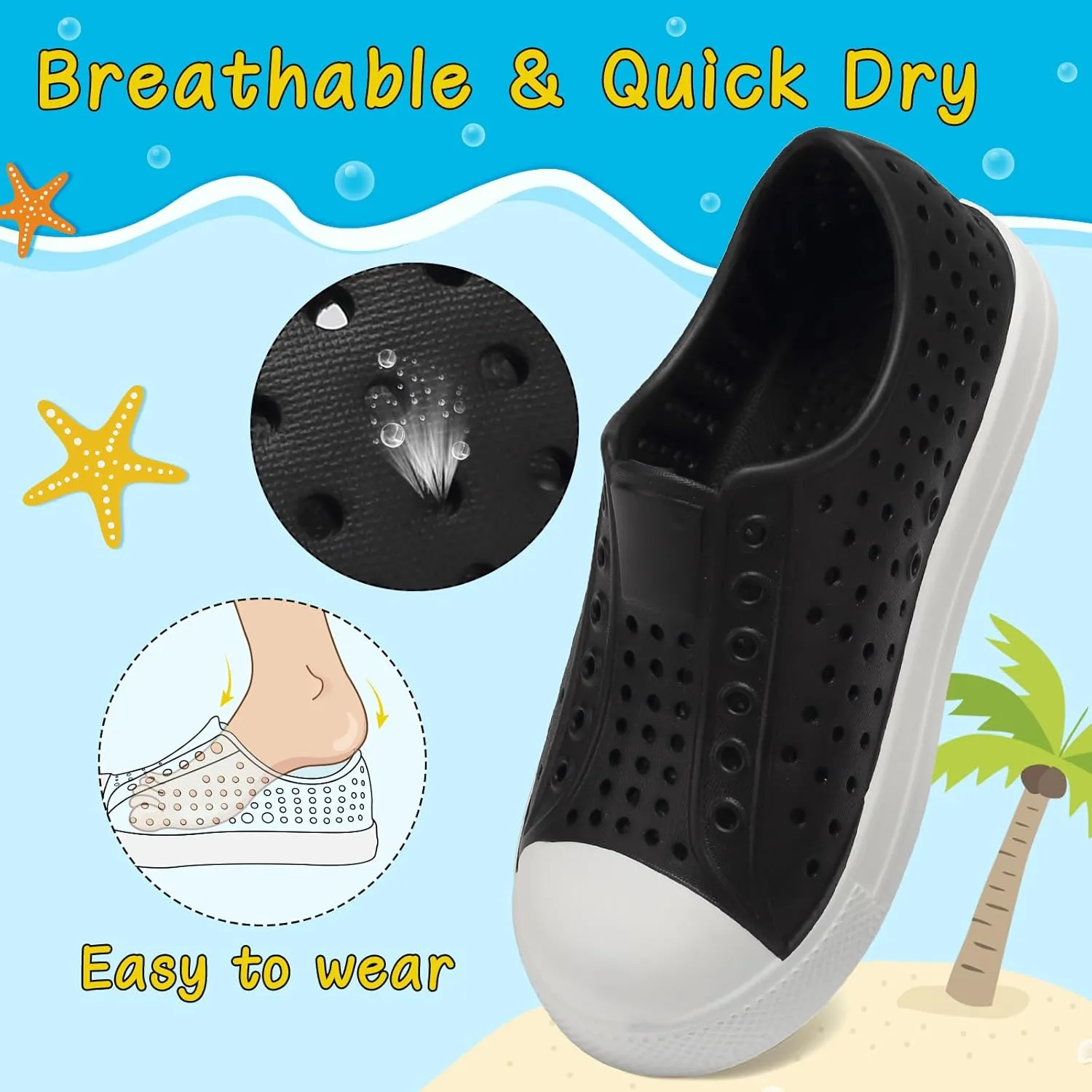 ziitop Kids Toddler Water Shoes for Boys Girls Baby Sandals Sneakers Beach Garden Swim, Anti-Slip Breathable Quick Dry Lightweight Slip-on (Toddler/Little Kid/Big Kid)