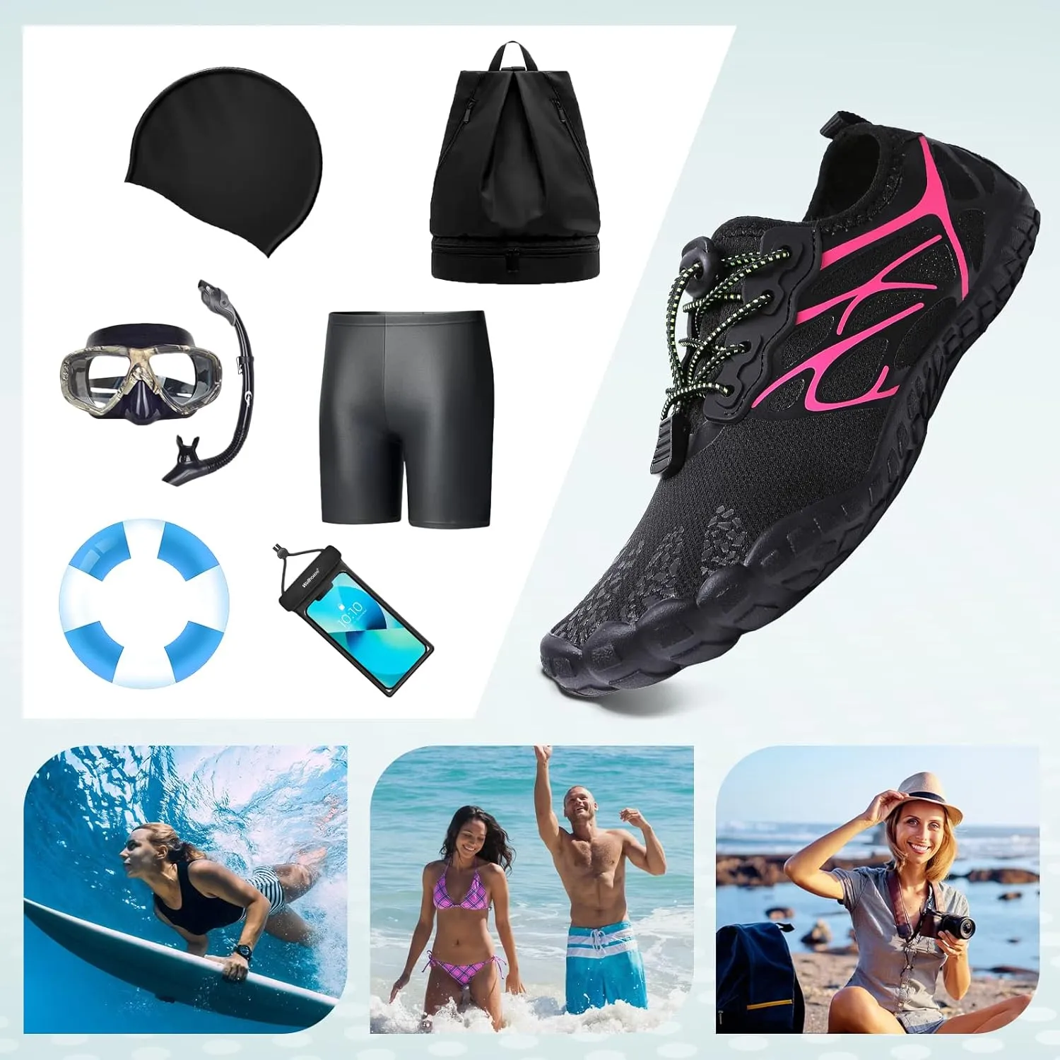 ziitop Water Shoes for Men Women Beach Barefoot Swim Rock Climbing Pool Shoes Socks, Anti-Slip Breathable Quick Dry Lightweight Slip-on, Outdoor Sport Hiking Walking Boating Fishing Diving Surfing