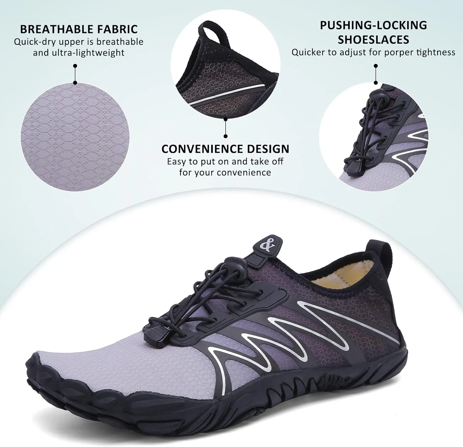 ziitop Water Shoes for Men Women Beach Barefoot Swim Rock Climbing Pool Shoes Socks, Anti-Slip Breathable Quick Dry Lightweight Slip-on, Outdoor Sport Hiking Walking Boating Fishing Diving Surfing