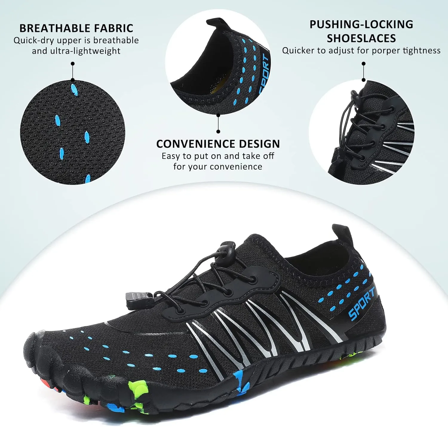 ziitop Water Shoes for Men Women Beach Barefoot Swim Rock Climbing Pool Shoes Socks, Anti-Slip Breathable Quick Dry Lightweight Slip-on, Outdoor Sport Hiking Walking Boating Fishing Diving Surfing